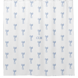 Mit Monogramm kleiner Bow Blue Duschvorhang