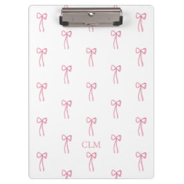 Mit Monogramm kleiner Bow Pink Klemmbrett