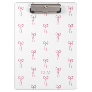 Mit Monogramm kleiner Bow Pink Klemmbrett