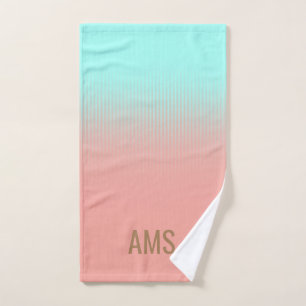Mit Monogramm Korallen und türkisfarbene Streifen Handtuch