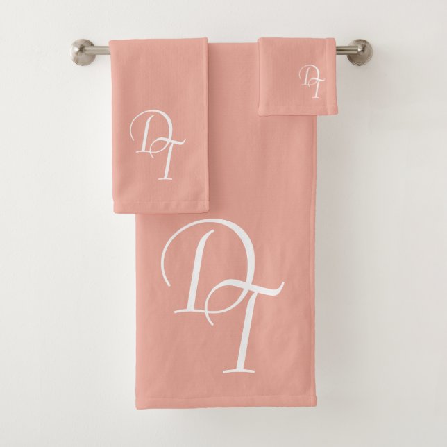 mit Monogramm - Korallenrosa Badhandtuch Set (Insitu)