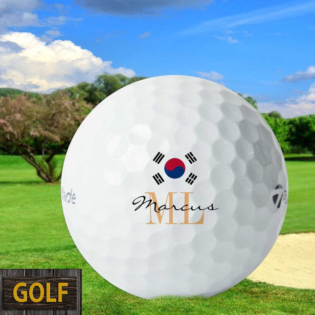 Mit Monogramm koreanische Flagge und Südkorea Golf Golfball (Von Creator hochgeladen)