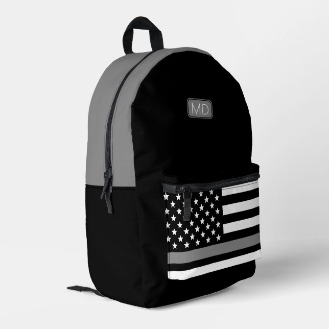 Mit Monogramm Korrektor, dünne Silber Bedruckter Rucksack (Rückseitige Ecke links)