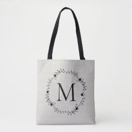 Mit Monogramm Kranz mit Leinenhintergrund Tasche