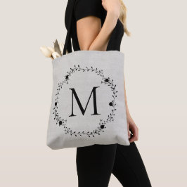 Mit Monogramm Kranz mit Leinenhintergrund Tasche