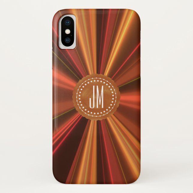 Mit Monogramm Kupfer Rotes Abstraktes Fraktal Case-Mate iPhone Hülle (Rückseite)