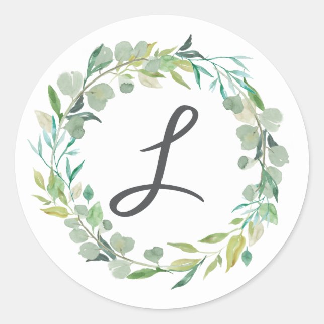 Mit Monogramm L Rundsticker, Umschlag Aufkleber L (Vorderseite)