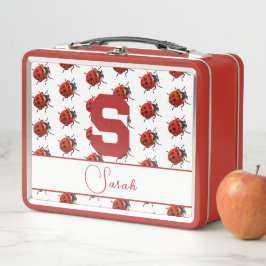 Mit Monogramm Ladybug Metal Lunchbox