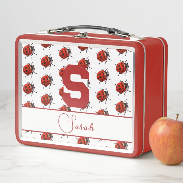 Mit Monogramm Ladybug Metal Lunchbox (Beispiel)