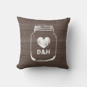 Mit Monogramm Land Chic-Maurerglas Throwkissen Kissen