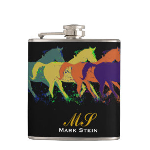 mit Monogramm Laufpferde Flachmann