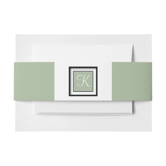 Mit Monogramm Laurel Green Einladungsbanderole (Vorderseite Beispiel)