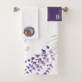 Mit Monogramm Lavendel-Handtuch-Set Badhandtuch Set