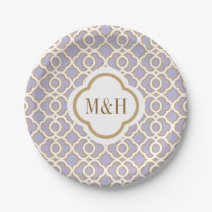 Mit Monogramm Lavendel-und Goldmarokkanische Pappteller