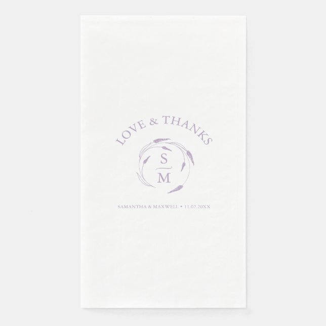 Mit Monogramm Lavender Wedding Napkins Serviette (Vorderseite)