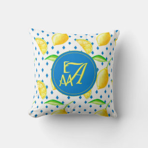 Mit Monogramm Lemon Tree Royal Blue Wohngestaltung Kissen
