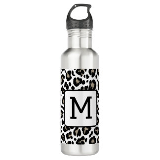 Mit Monogramm Leopard Schwarzweiß Edelstahlflasche