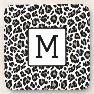 Mit Monogramm Leopard Schwarzweiß Getränkeuntersetzer