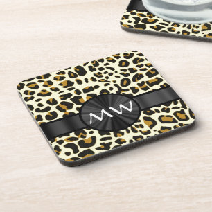 Mit Monogramm Leoparddruck Untersetzer