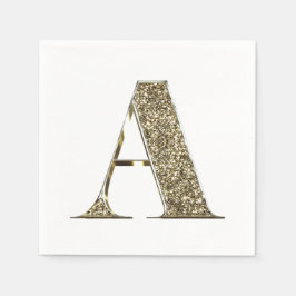 Mit Monogramm Letter Initial A Gold Glitzern Elega Serviette