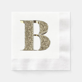 Mit Monogramm Letter Initial B Gold Glitzern Elega Serviette