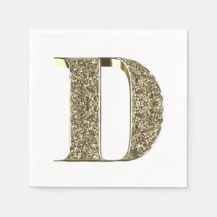 Mit Monogramm Letter Initial D Gold Glitzern Elega Serviette