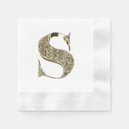 Mit Monogramm Letter Initial S Gold Glitzern Elega Serviette