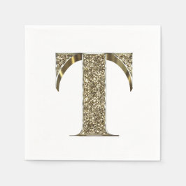 Mit Monogramm Letter Initial T Gold Glitzern Elega Serviette