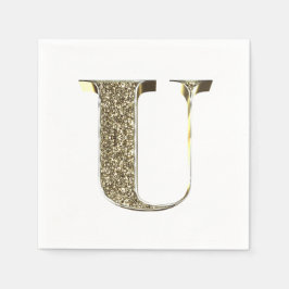 Mit Monogramm Letter Initial U Gold Glitzern Elega Serviette