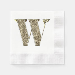 Mit Monogramm Letter Initial W Gold Glitzern Elega Serviette
