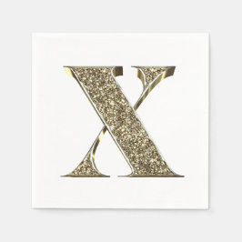 Mit Monogramm Letter Initial X Gold Glitzern Elega Serviette