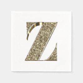 Mit Monogramm Letter Initial Z Gold Glitzern Elega Serviette