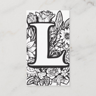 Mit Monogramm Letter L Einfach Schwarz/Weiß Visitenkarte