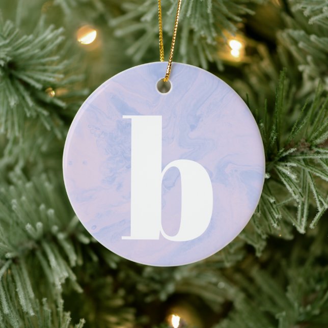 Mit Monogramm Letter Pastel Lavender Pink Weihnach Keramik Ornament (Baum)