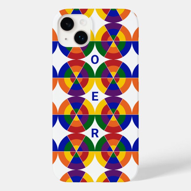 Mit Monogramm LGBT Pride Geometric Rainbow-Muster Case-Mate iPhone 14 Plus Hülle (Rückseite)