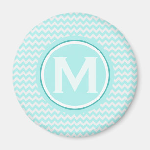 Mit Monogramm Light Türkise Zigzag Muster Magnet