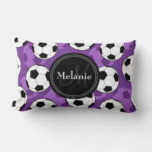 Mit Monogramm Lila Black Soccer Ball-Muster Lendenkissen
