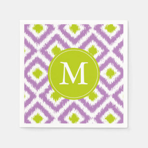 Mit Monogramm Lila Green Ikat-Muster Serviette