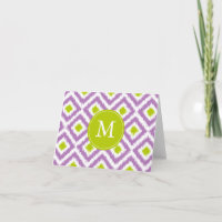 Mit Monogramm Lila grüne Diamanten Ikat-Muster