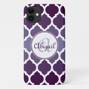 Mit Monogramm Lila Ombre Marokkanisches Gittermust Case-Mate iPhone Hülle