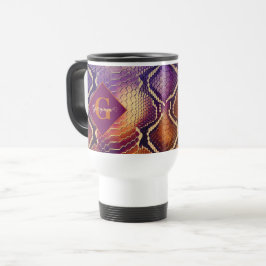 Mit Monogramm Lila und goldene Schlangenhaut Reisebecher