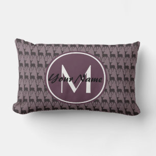 Mit Monogramm Lila Violet Hirsch Personalisiert    Lendenkissen