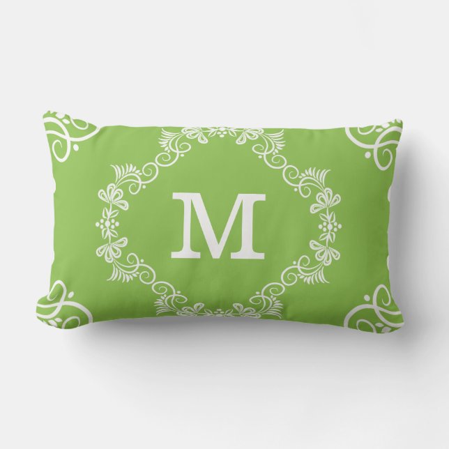 Mit Monogramm Limettengrün Lendenkissen (Vorderseite)