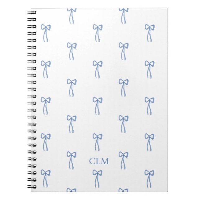 Mit Monogramm Little Bow Blue Notebook Notizblock (Vorderseite)