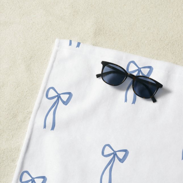 Mit Monogramm Little Bow Blue Strandtuch (Beispiel)