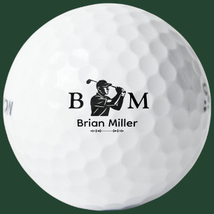 Mit Monogramm Logo für den Golfernamen Schwarz Golfball