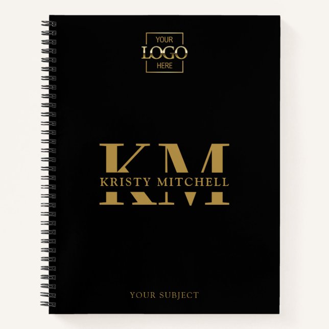 Mit Monogramm Logo für Unternehmen mit benutzerdef Notizbuch (Vorderseite)