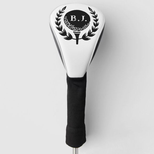 Mit Monogramm Logo für Weißes Schwarz Golf Headcover (Vorderseite)