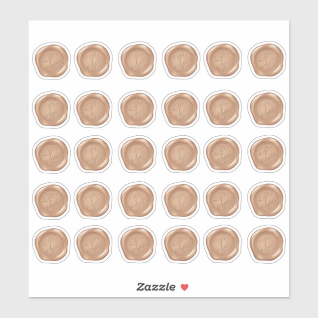 Mit Monogramm Lt-Kupfer-Imitat Wax-Siegel Aufkleber (Blatt)