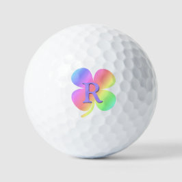 Mit Monogramm Lucky Four Leaf Clolies Golfball